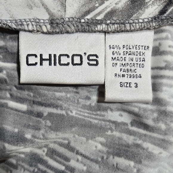 Chico's Gray Neutral Bursts Billie Open Drape Front Lightweight Topper Jacket - Picture 7 of 7